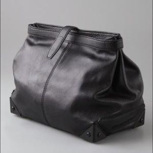 Alexander Wang Adele Foldover Trunk Clutch Patent Black